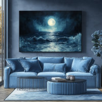 Scène océanique lunatique avec vagues déferlantes