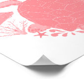 Poster Scène océanique rose pêche avec poissons et tortue (Coin)