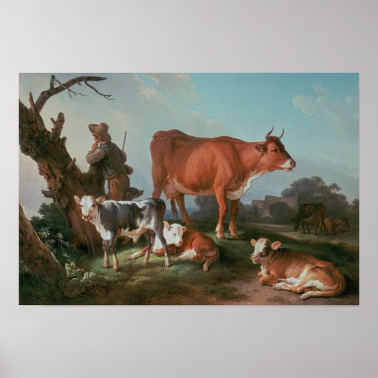 Poster Scène pastorale à la vache (Devant)