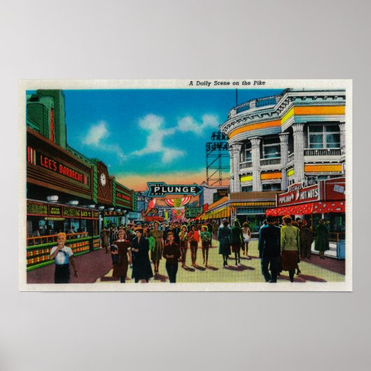 Poster Scène quotidienne sur le Pike, Long Beach (Devant)