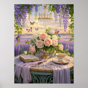 Poster Scène rêvée et douce d'une somptueuse, Florale