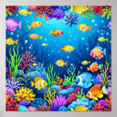 Poster Scène sous-marine colorée (Devant)