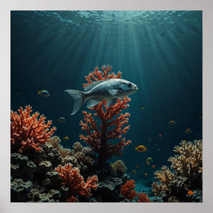 Poster Scène sous-marine minimaliste