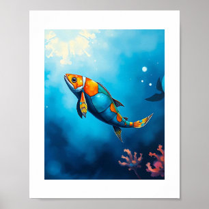 Poster Scène sous-marine vibrante avec une couleur vive