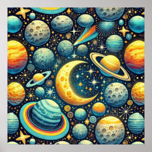 Poster Scène spatiale fantaisiste