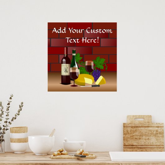 Poster Scène table de fromage à vin (Cuisine)