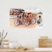 Poster Scène vintage de course de vélos (Cuisine)
