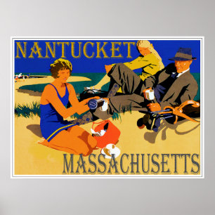 Poster Scène vintage de la plage de Nantucket