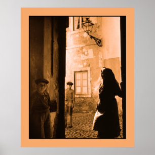 Poster Scène vintage de rue de photo dans Alfama