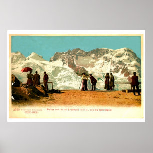 Poster Scène vintage d'époque de belle, Alpes suisses