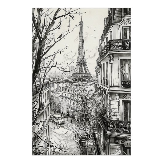Poster Scènes Paris dessinées à la main (Devant)