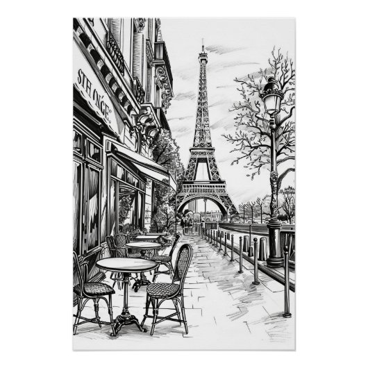 Poster Scènes Paris dessinées à la main (Devant)