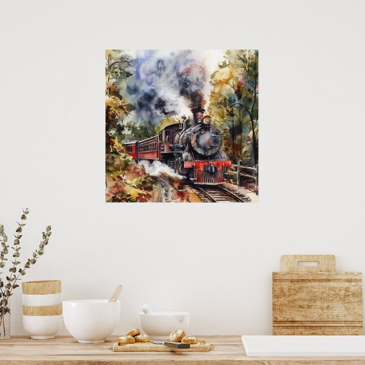 Poster Scenic Landscape with Train (Cuisine)