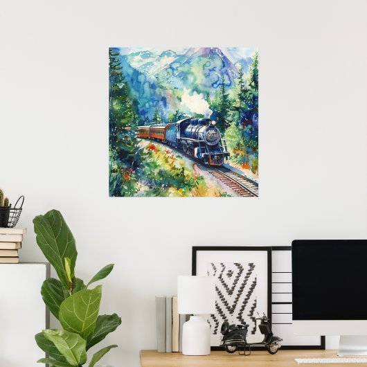 Poster Scenic Landscape with Train (Bureau à domicile)