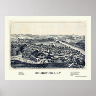 Poster Schaghticoke, carte panoramique de NY - 1889
