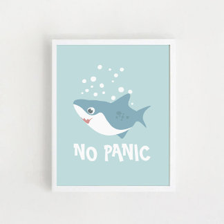 Poster Schattigee haai "Geen paniek"
