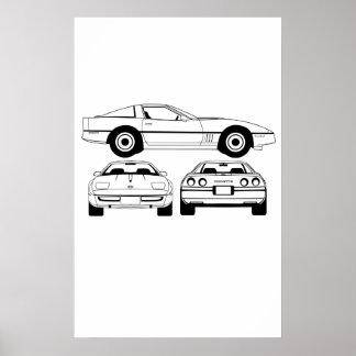 Poster Schéma Chevrolet Corvette 1984