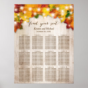 Poster Schéma de siège des feuilles de chute rustique