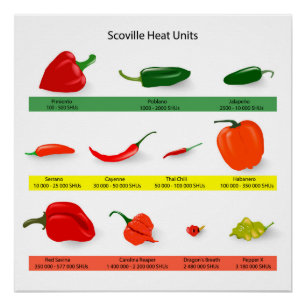 Poster Schéma des unités de chaleur Scoville - Guide épic