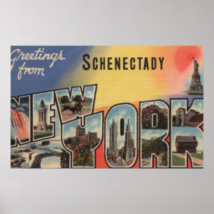 Poster Schenectady, New York - Large Letter Scenes
