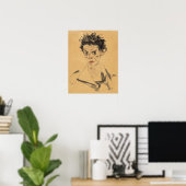 Poster Schiele - Autoportrait 1912 (Bureau à domicile)