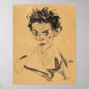 Poster Schiele - Autoportrait 1912