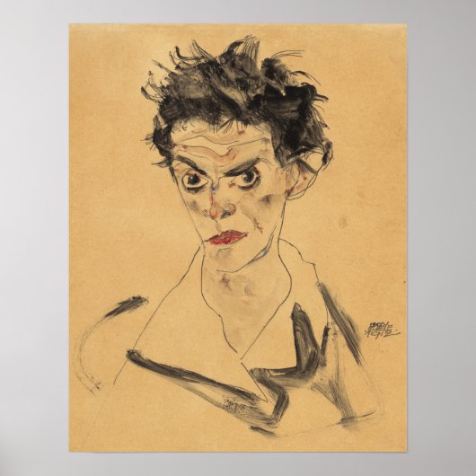 Poster Schiele - Autoportrait 1912 (Devant)