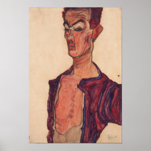 Poster Schiele - Autoportrait faisant une grimace