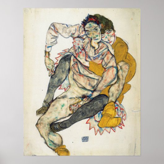 Poster Schiele - Couple assis 1915 (Devant)