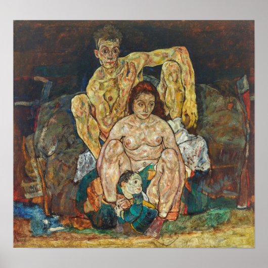 Poster Schiele - Crouching Couple (La Famille) (Devant)