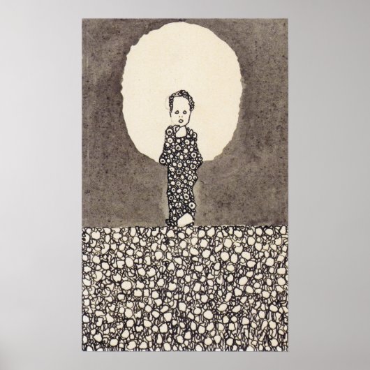Poster Schiele - Enfant Avec Nimbus Sur Une prairie Fleur (Devant)