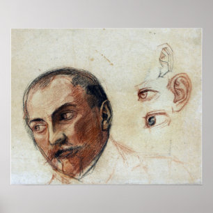 Poster Schiele - Feuille d'étude (Tête Yeux Oreilles) 190