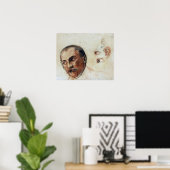 Poster Schiele - Fiche d'étude (Oreilles de tête) 1906 (Bureau à domicile)