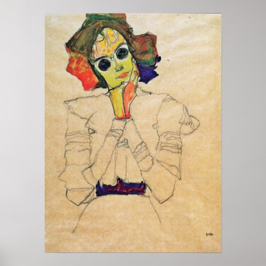 Poster Schiele - Fille avec lunettes de soleil 1910 (Devant)