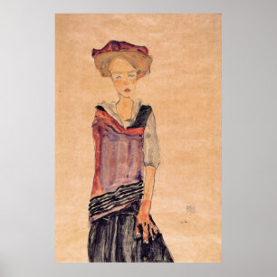 Poster Schiele - Fille debout 1910