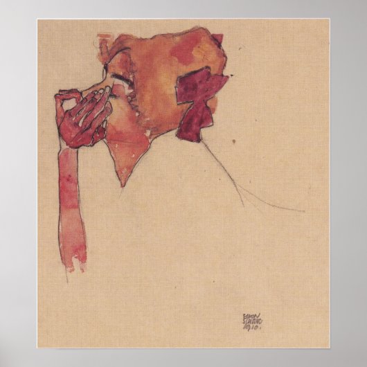 Poster Schiele - Gerti avec résille 1910 (Devant)