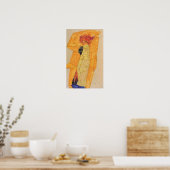 Poster Schiele - Gerti Devant un Drapé Ocre 1910 (Cuisine)