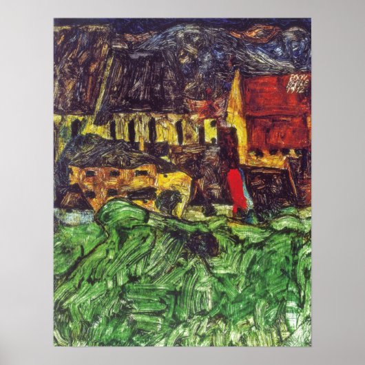 Poster Schiele - Krumau (Eglise St Veit Avec Maisons) 191 (Devant)