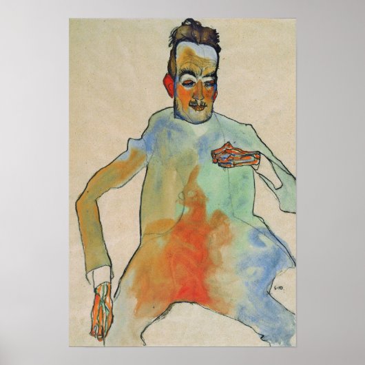 Poster Schiele - Le Joueur de Violoncelle 1910 (Devant)