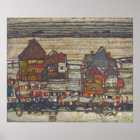 Poster Schiele - Maisons Colorées 1914 (Devant)
