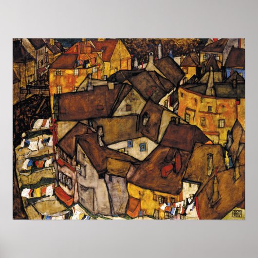 Poster Schiele - Maisons de la courbe de Krumau (Petite V (Devant)