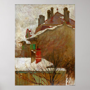 Poster Schiele - Maisons en hiver (vue du studio)