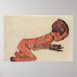 Poster Schiele - Nouveau-né aux jambes relevées 1910