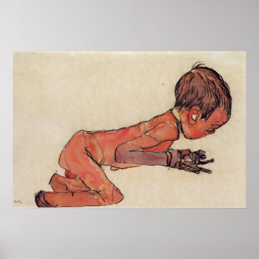 Poster Schiele - Nouveau-Né Avec Jambes Dessinée 1910 (Devant)