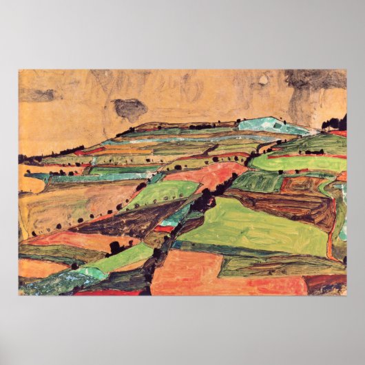 Poster Schiele - Paysage de campagne 1910 (Devant)