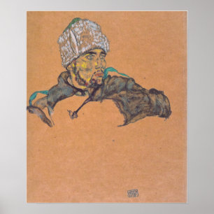 Poster Schiele - Prisonnier de guerre russe avec chapeau