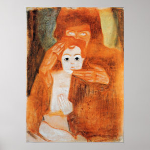 Poster Schiele - Vierge avec enfant 1908