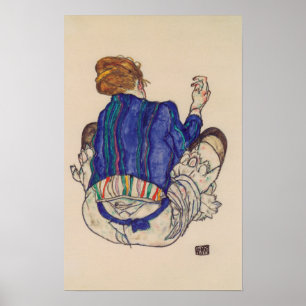 Poster Schiele - Vue arrière d'une femme assise 1917