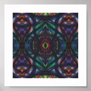 Poster Schisme Arc-en-ciel sombre Abstrait Art aquarelle