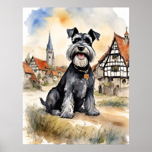 Poster Schnauzer - Art Chien Imprimer